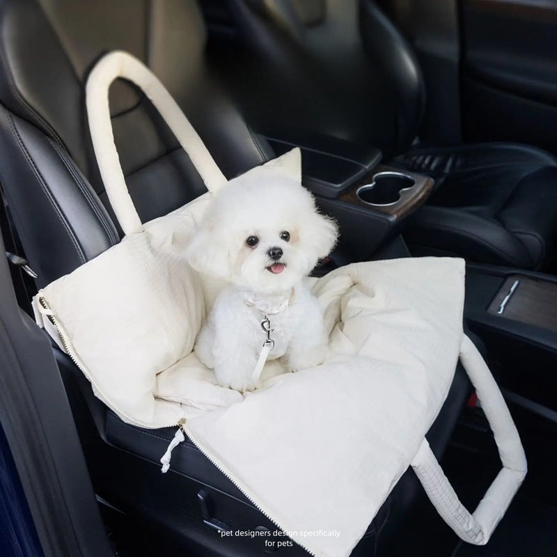 Portable Dog Car Seat Carrier with Adjustable Safety Leash for Small Pets