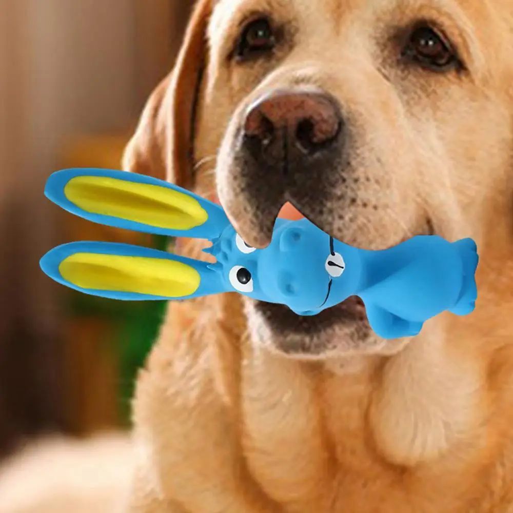 Latex Hippo Squeaky Chew Toy Soft Interactive Toy for Dogs