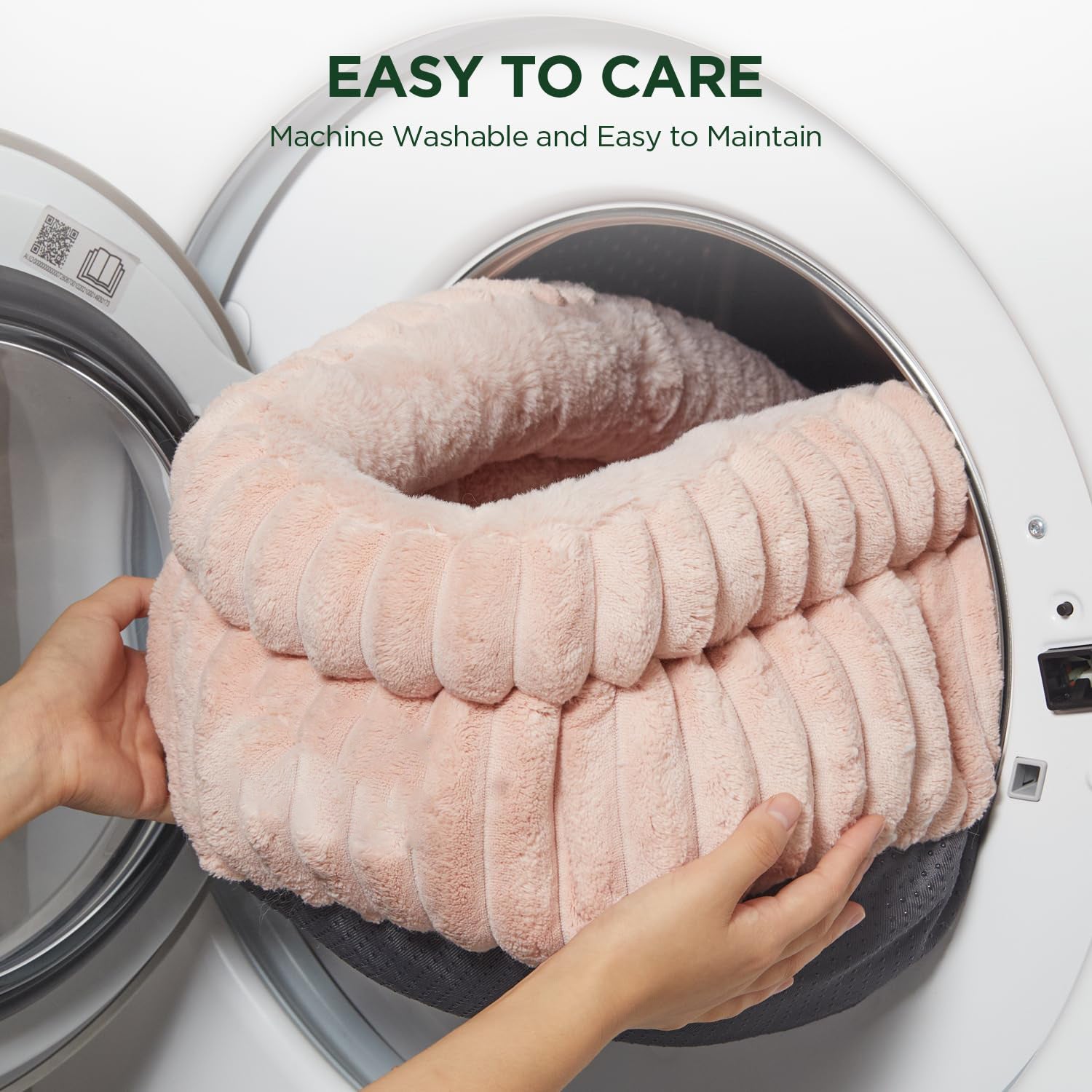 Washable Round Plush Cat and Puppy Bed with Anti-Slip Bottom
