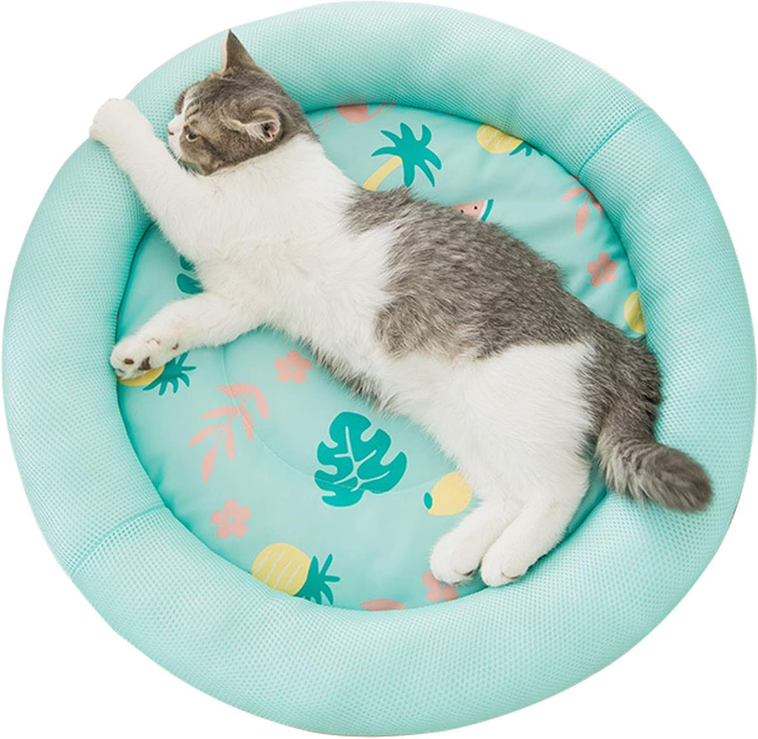 Cooling Summer Dog Bed Soft Breathable Round Pet Mat with Waterproof Non-Slip Cover