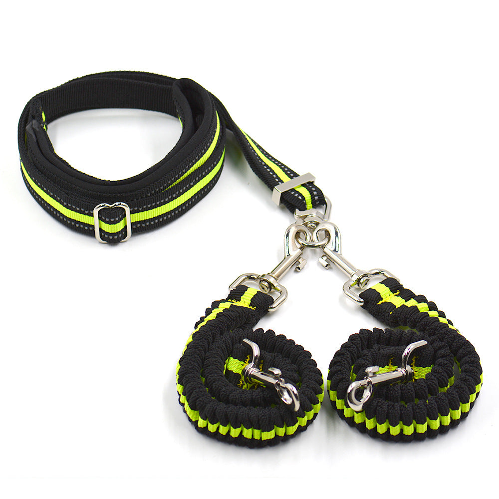 Adjustable Double-Head Nylon Dog Leash One-to-Two