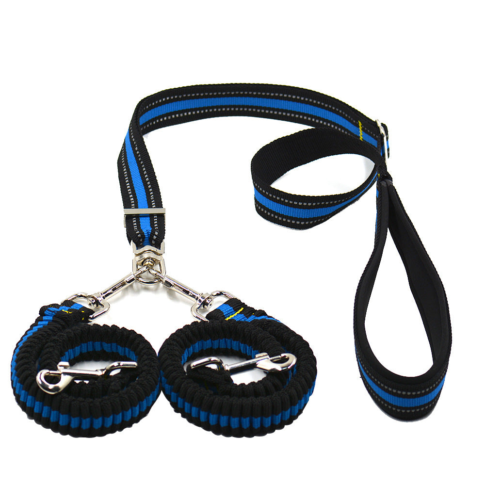 Adjustable Double-Head Nylon Dog Leash One-to-Two