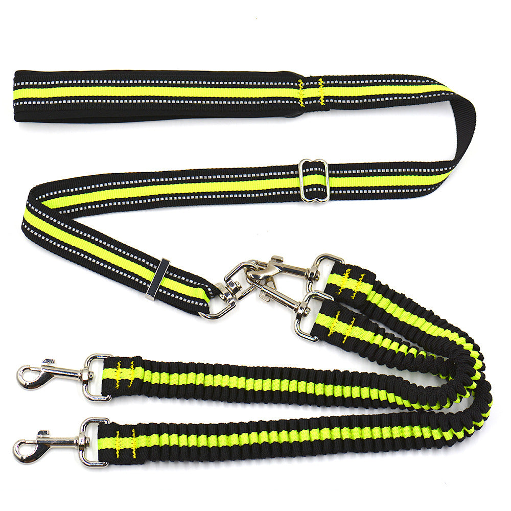 Adjustable Double-Head Nylon Dog Leash One-to-Two