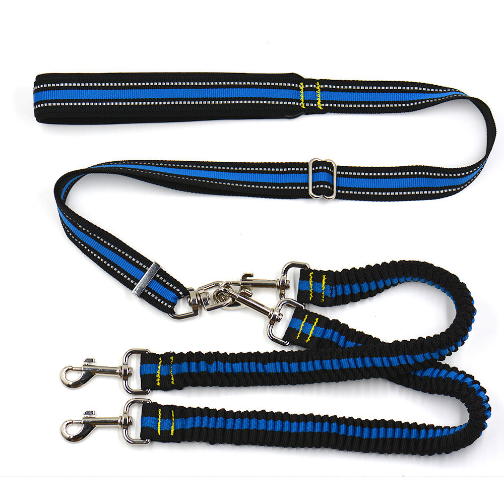 Adjustable Double-Head Nylon Dog Leash One-to-Two