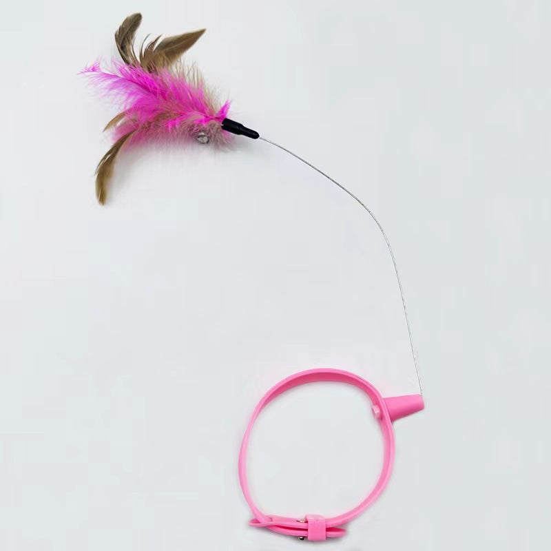 Adjustable Cat Feather Teaser Wand with Bell Interactive Toy
