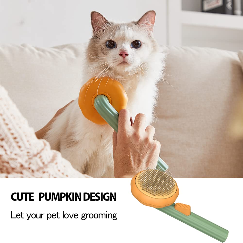 Self-Cleaning Pumpkin Slicker Brush for Dogs, Cats, and Rabbits