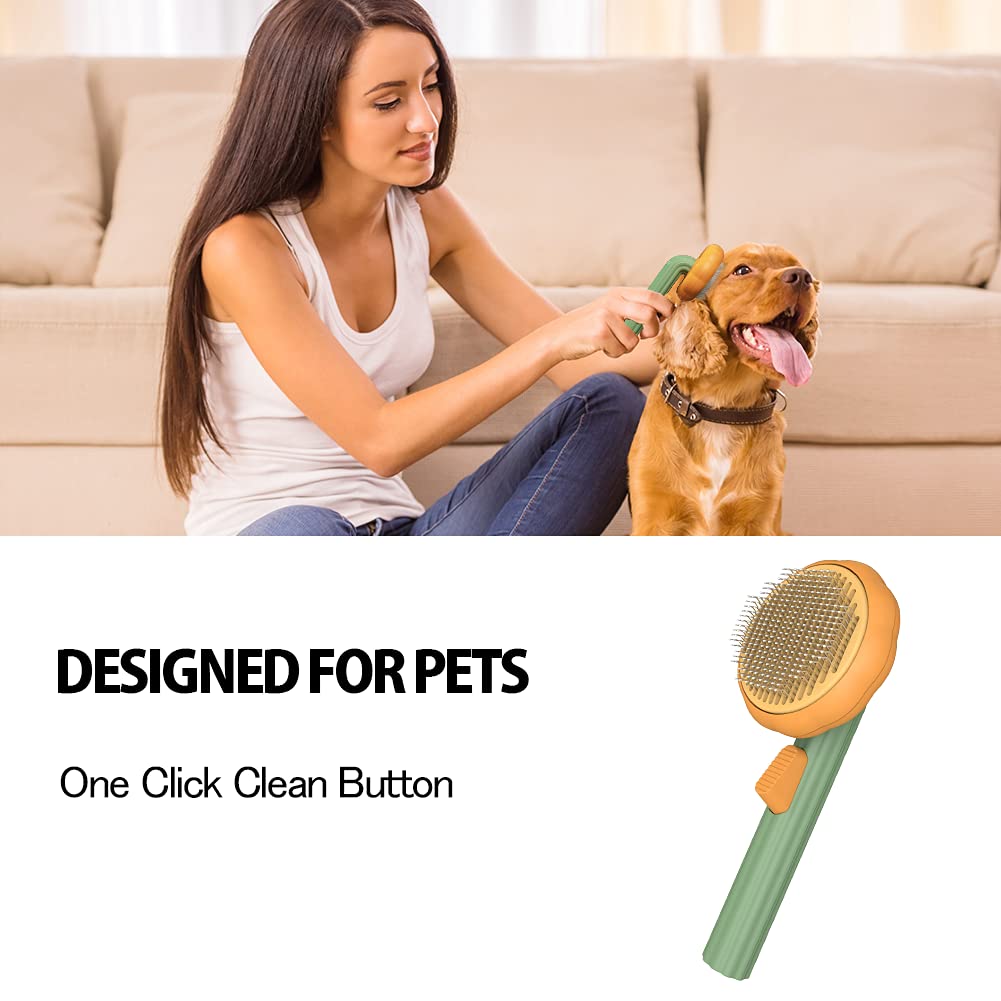 Self-Cleaning Pumpkin Slicker Brush for Dogs, Cats, and Rabbits