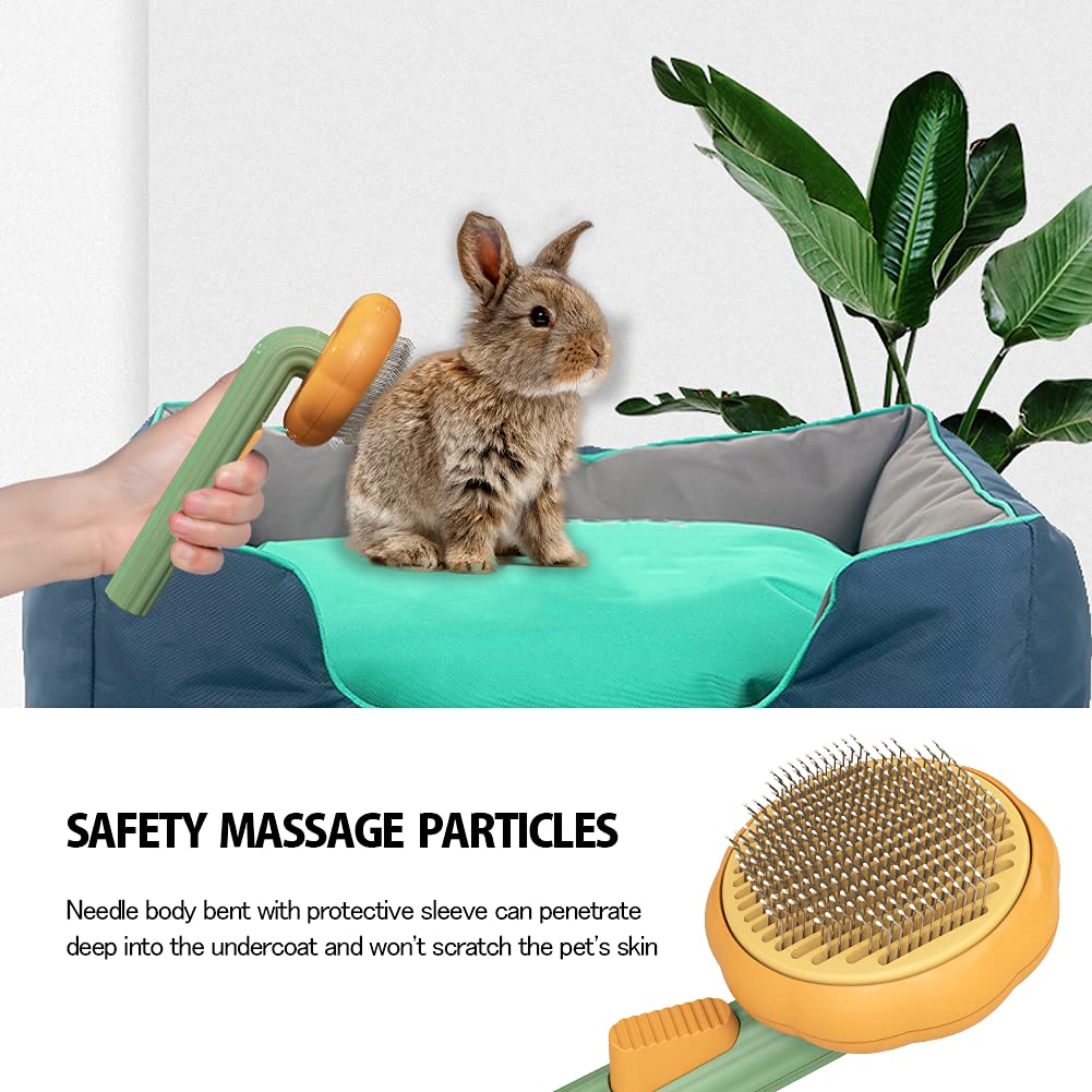 Self-Cleaning Pumpkin Slicker Brush for Dogs, Cats, and Rabbits