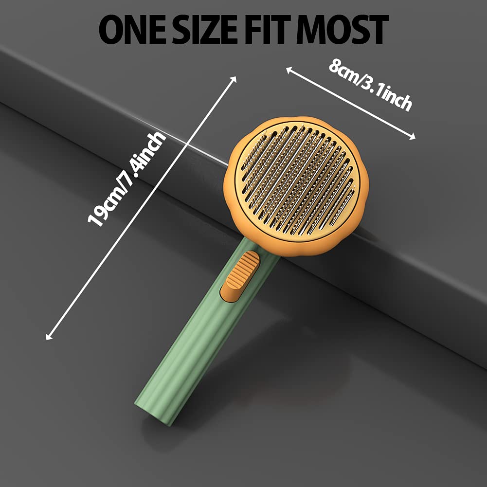 Self-Cleaning Pumpkin Slicker Brush for Dogs, Cats, and Rabbits