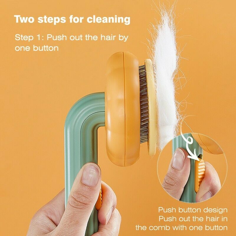 Self-Cleaning Pumpkin Slicker Brush for Dogs, Cats, and Rabbits