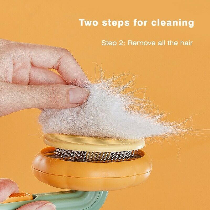 Self-Cleaning Pumpkin Slicker Brush for Dogs, Cats, and Rabbits