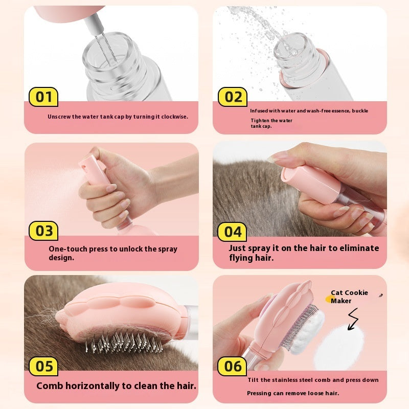2-in-1 Self-Cleaning Dog Brush and Comb with Spray
