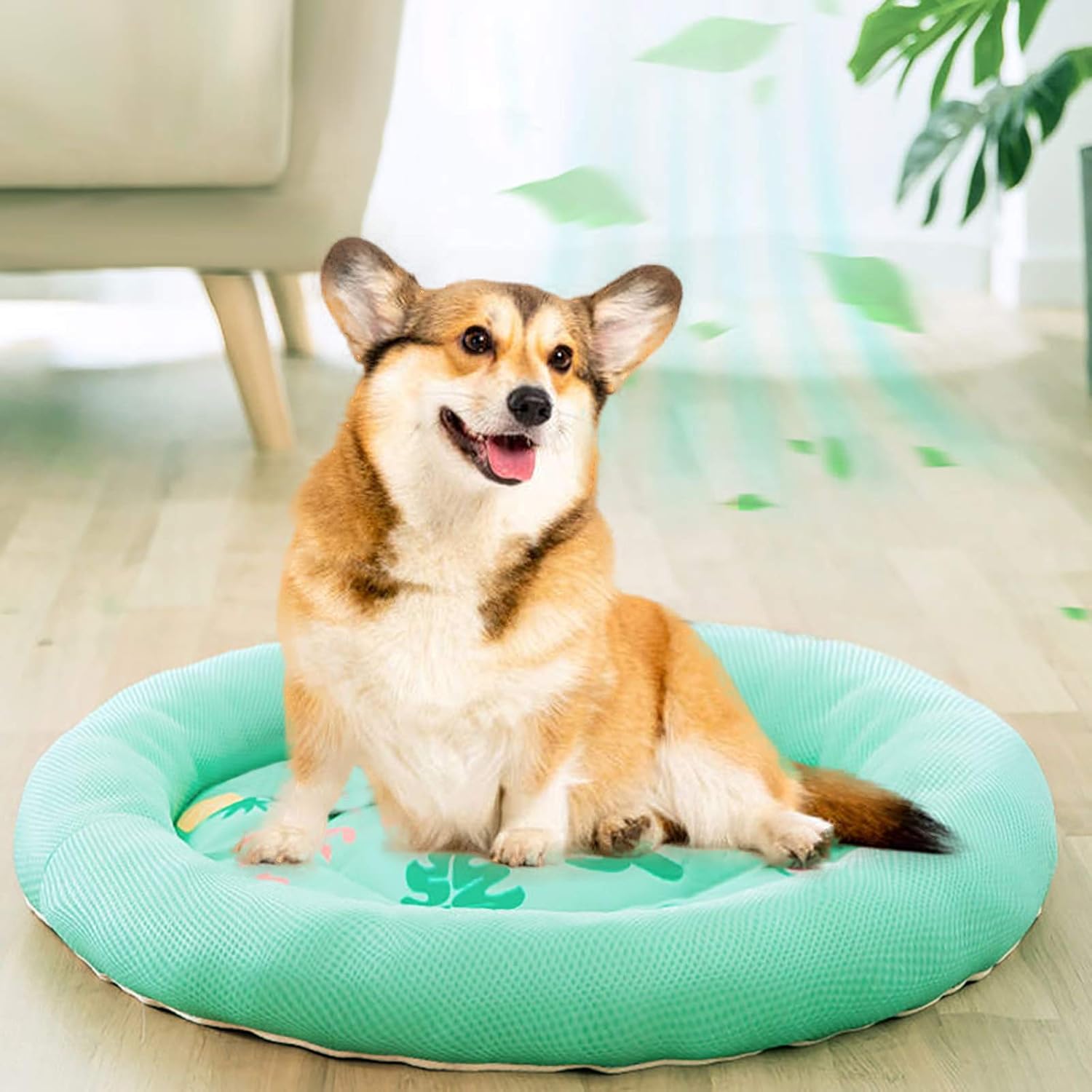 Cooling Summer Dog Bed Soft Breathable Round Pet Mat with Waterproof Non-Slip Cover