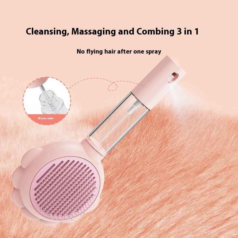 2-in-1 Self-Cleaning Dog Brush and Comb with Spray