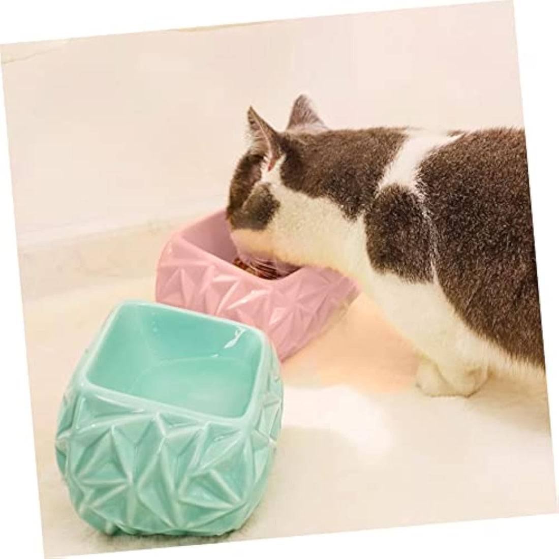 Ceramic Cat and Dog Feeding Bowl Cute Pink Bird’s Nest Design for Kittens and Puppies
