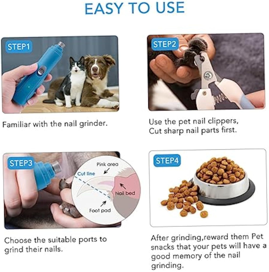 Electric Pet Nail Grinder and Claw Trimmer for Dogs
