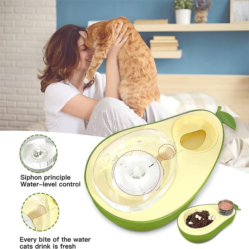 Avocado-Shaped Automatic Water and Slow Feeder for Small Pets