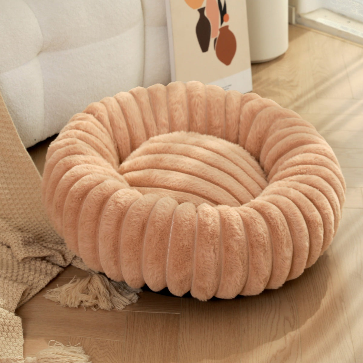 High-Weight Plush Pet Bed Round Warm Cat and Dog Nest