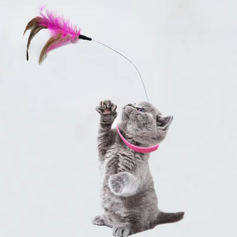 Adjustable Cat Feather Teaser Wand with Bell Interactive Toy