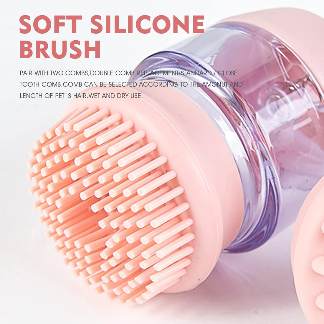 Silicone Pet Bath and Grooming Brush with Shampoo Dispenser for Cats and Dogs