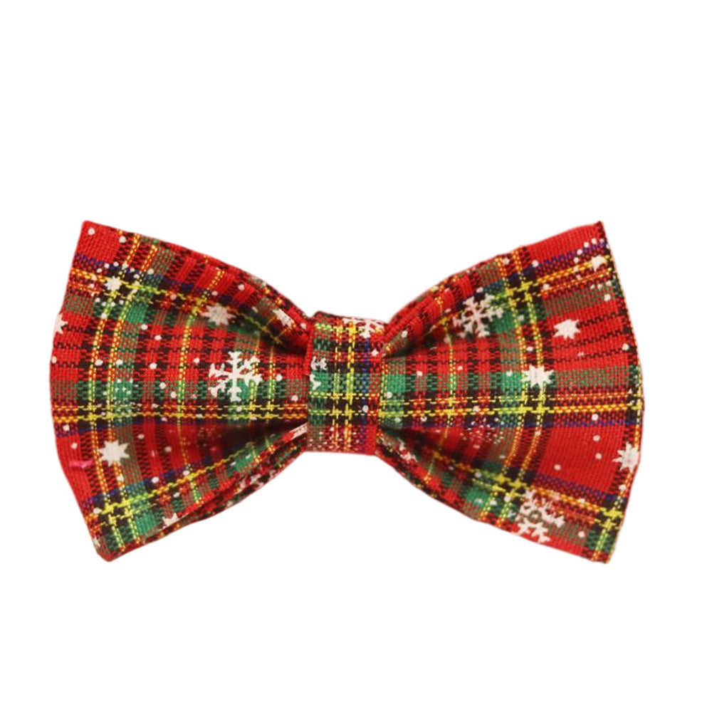 Christmas Pet Collar and Plaid Leash with Bowknot for Dogs