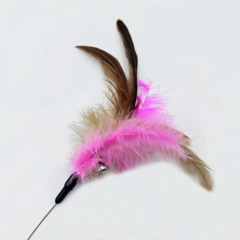 Adjustable Cat Feather Teaser Wand with Bell Interactive Toy