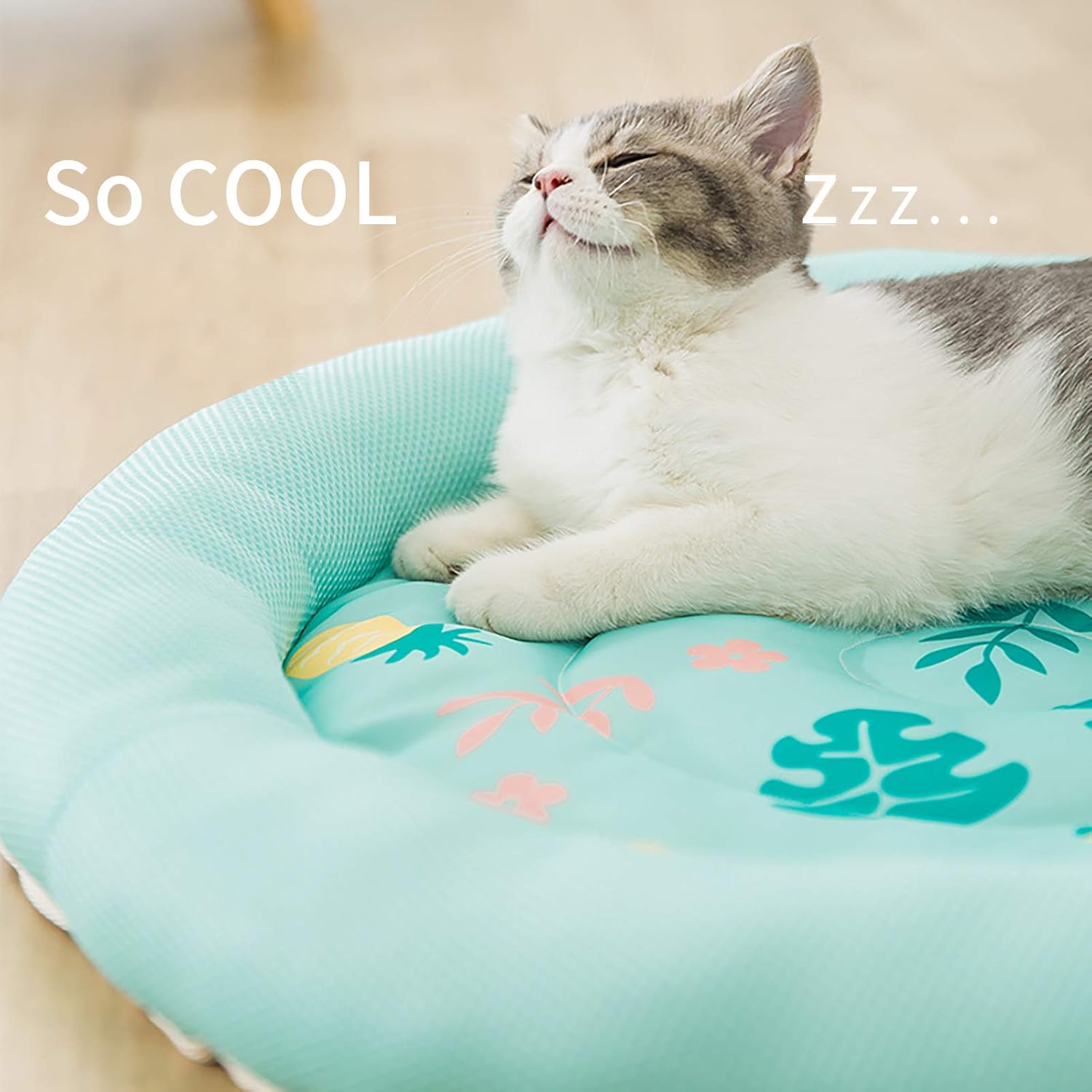 Cooling Summer Dog Bed Soft Breathable Round Pet Mat with Waterproof Non-Slip Cover