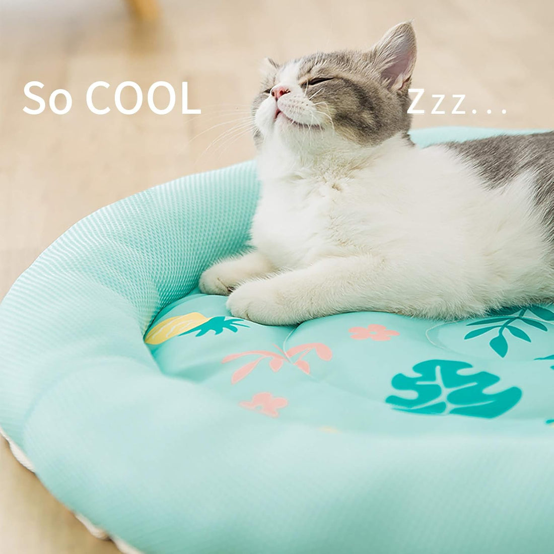Cooling Summer Dog Bed Soft Breathable Round Pet Mat with Waterproof Non-Slip Cover