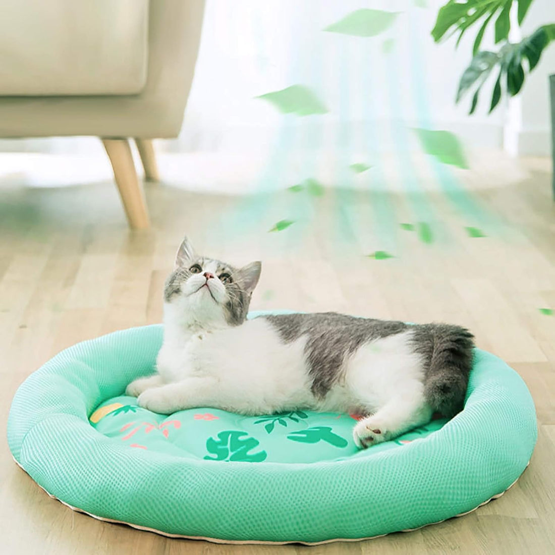 Cooling Summer Dog Bed Soft Breathable Round Pet Mat with Waterproof Non-Slip Cover
