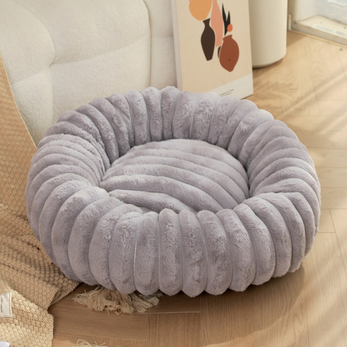 High-Weight Plush Pet Bed Round Warm Cat and Dog Nest