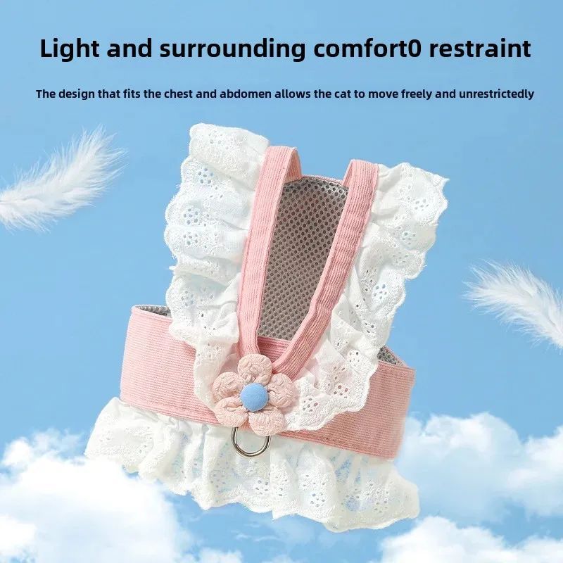 Summer Pet Harness and Leash with Back Strap for Dogs and Cats