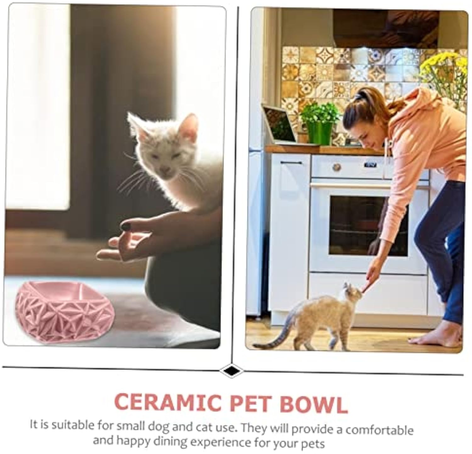 Ceramic Cat and Dog Feeding Bowl Cute Pink Bird’s Nest Design for Kittens and Puppies
