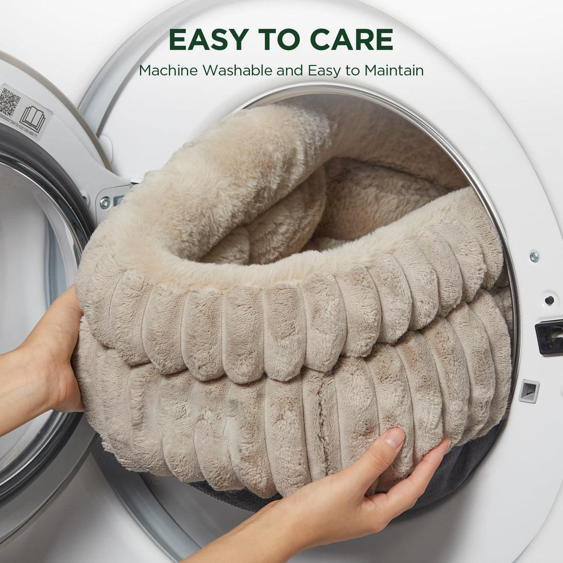 Washable Round Plush Cat and Puppy Bed with Anti-Slip Bottom