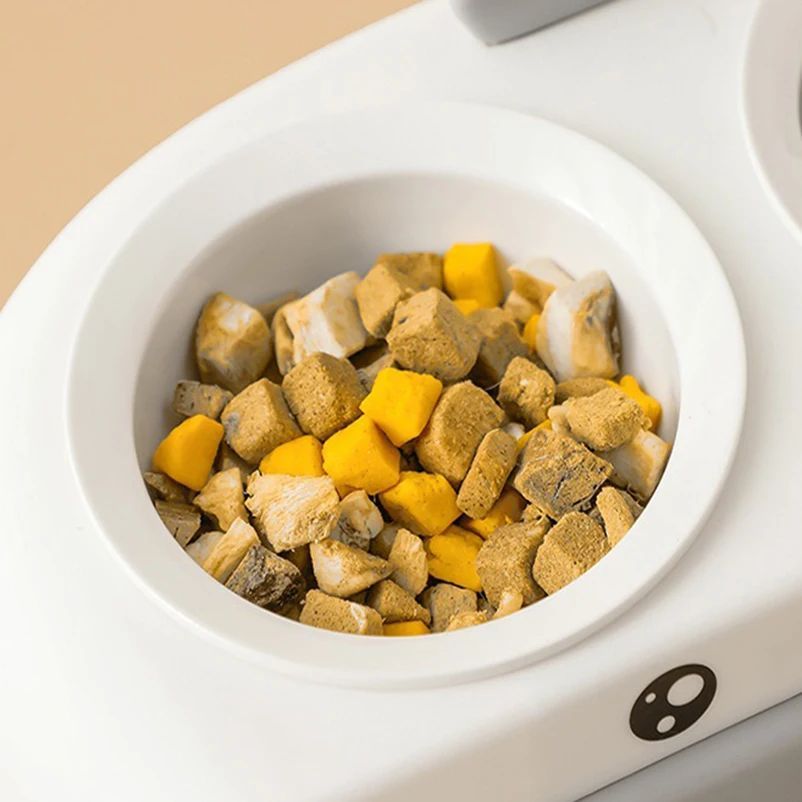 Duck Design Double Pet Bowl Plastic Feeder for Cats and Dogs