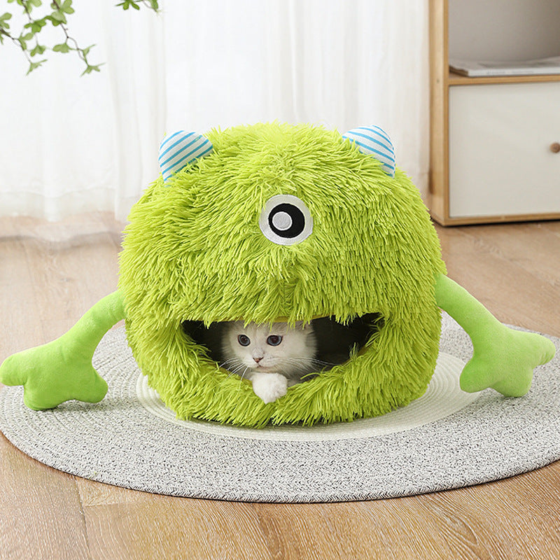 Fluffy Round Calming Cat and Small Dog Bed Machine Washable
