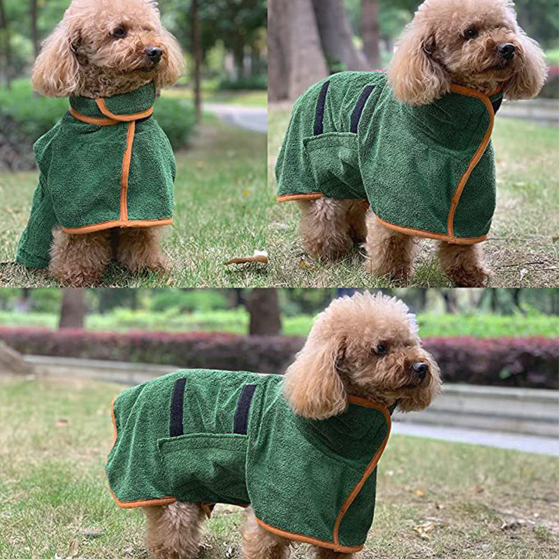 Microfiber Fast-Drying Pet Bathrobe Absorbent Grooming Towel for Dogs