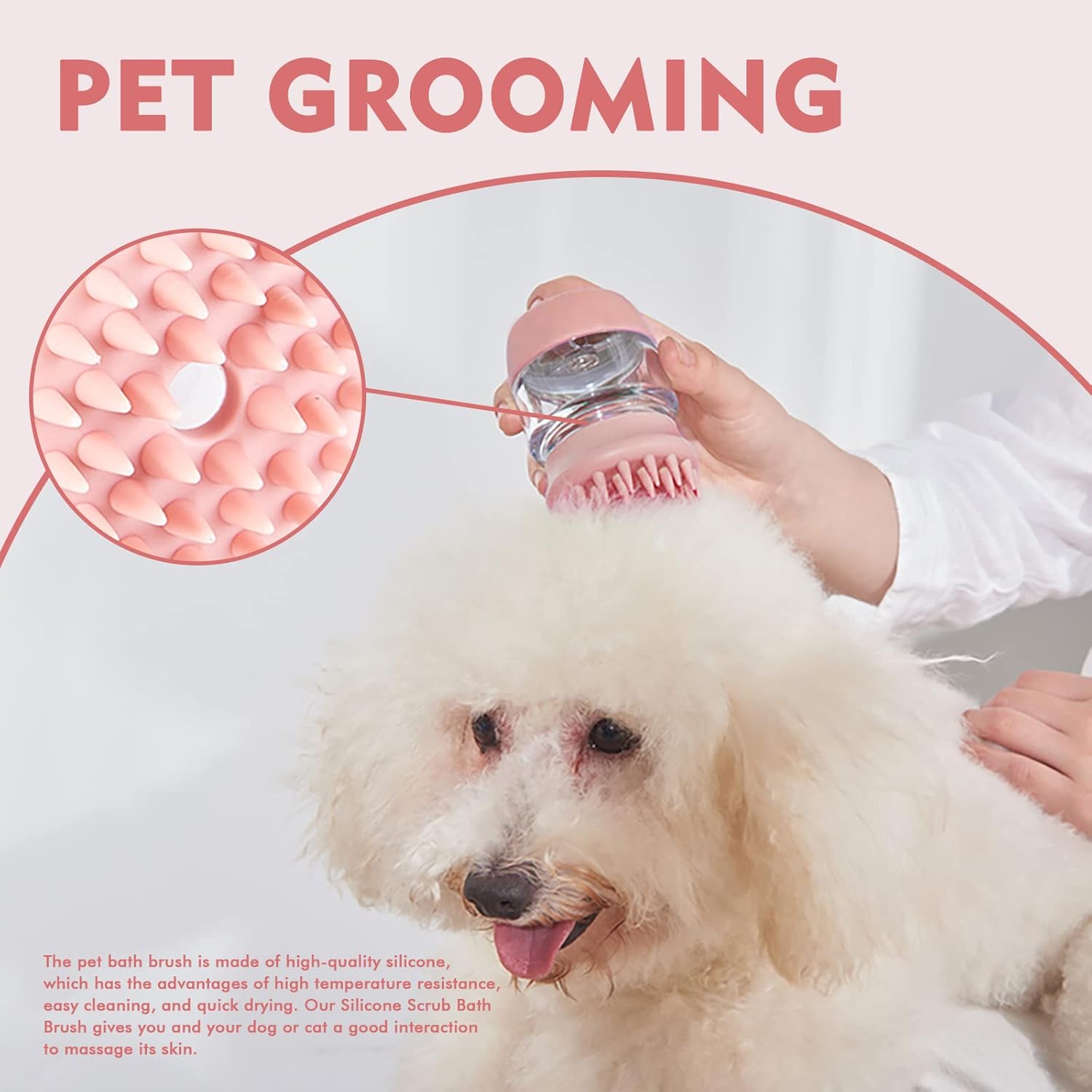 Silicone Pet Bath and Grooming Brush with Shampoo Dispenser for Cats and Dogs