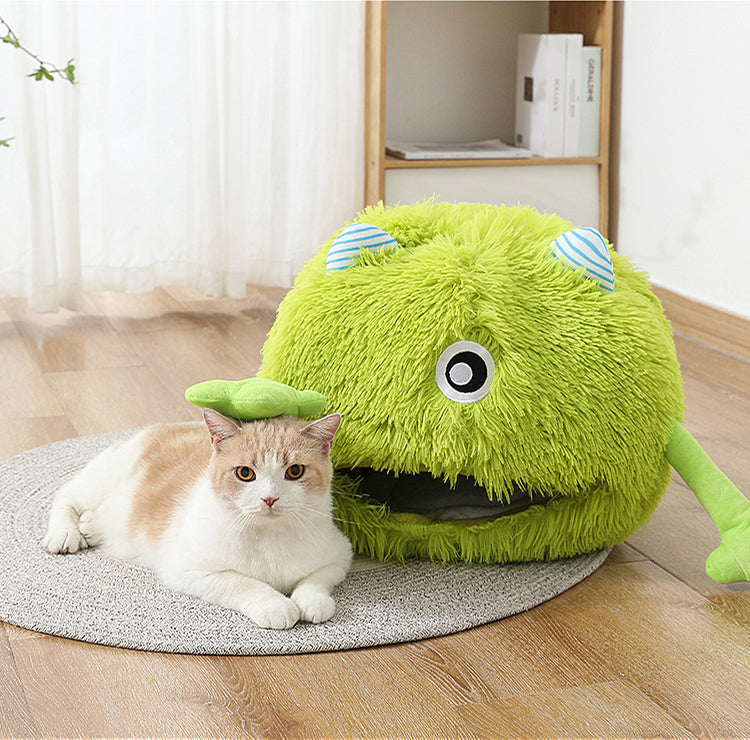 Fluffy Round Calming Cat and Small Dog Bed Machine Washable