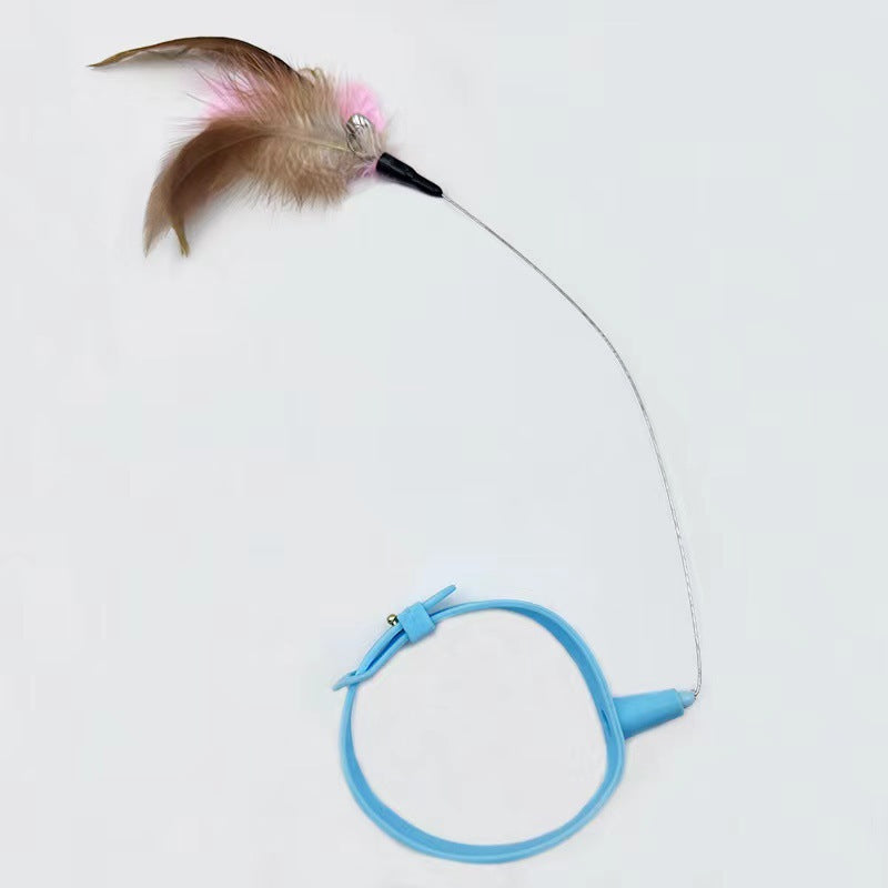 Adjustable Cat Feather Teaser Wand with Bell Interactive Toy