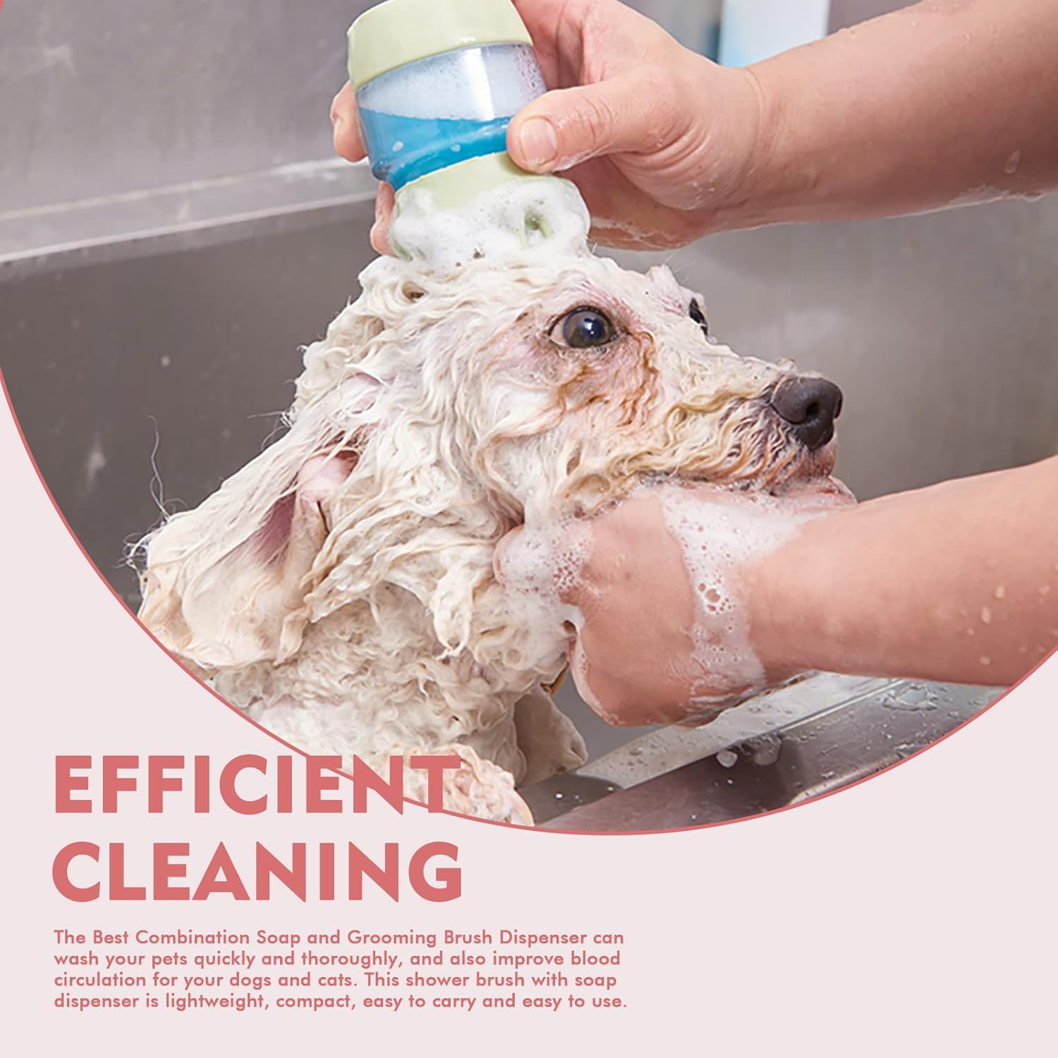 Silicone Pet Bath and Grooming Brush with Shampoo Dispenser for Cats and Dogs