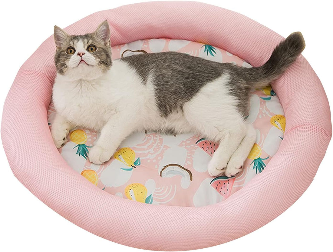Cooling Summer Dog Bed Soft Breathable Round Pet Mat with Waterproof Non-Slip Cover