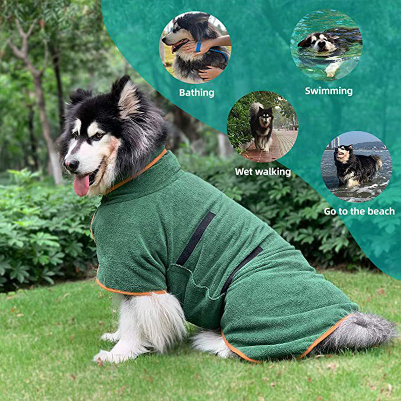 Microfiber Fast-Drying Pet Bathrobe Absorbent Grooming Towel for Dogs