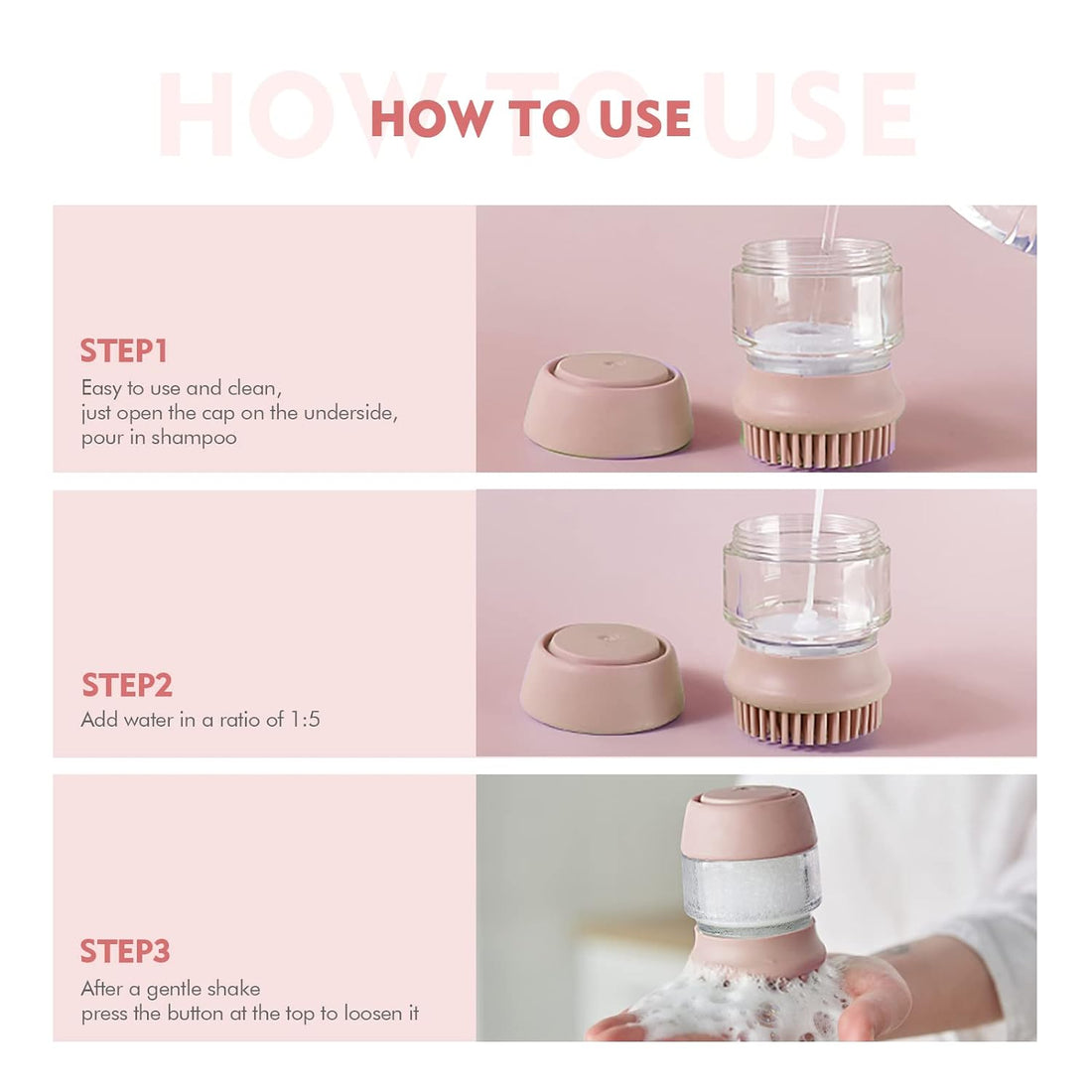 Silicone Pet Bath and Grooming Brush with Shampoo Dispenser for Cats and Dogs