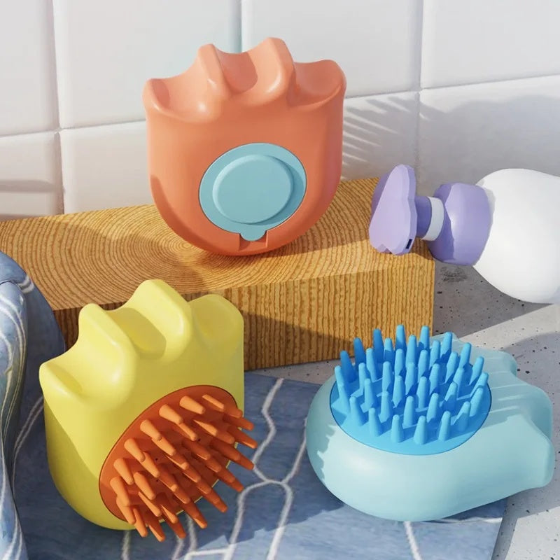 Pet Bath and Massage Brush with Shampoo Box for Dogs and Cats