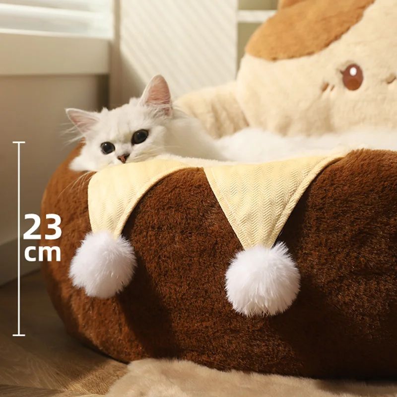 Round Plush Cat and Dog Bed Soft Winter Mattress Cushion