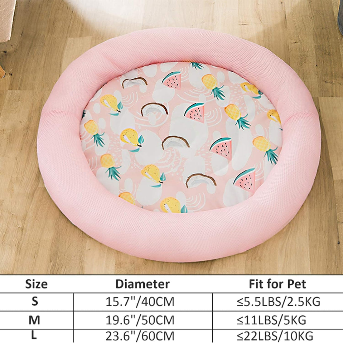 Cooling Summer Dog Bed Soft Breathable Round Pet Mat with Waterproof Non-Slip Cover