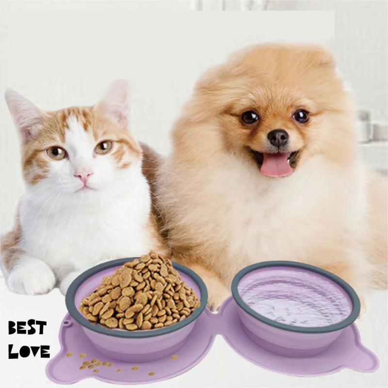Portable Foldable Silicone Dog and Cat Bowls Non-Slip Travel Feeder