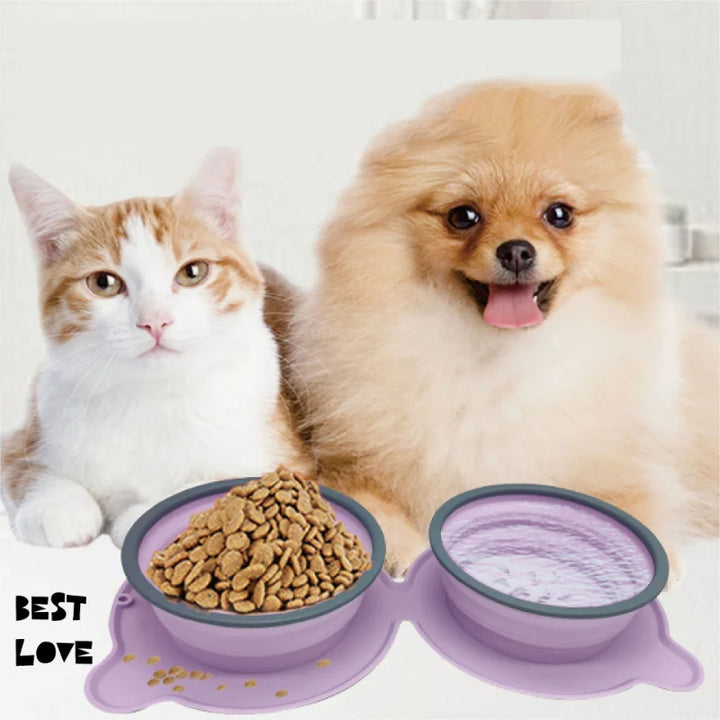 Portable Foldable Silicone Dog and Cat Bowls Non-Slip Travel Feeder