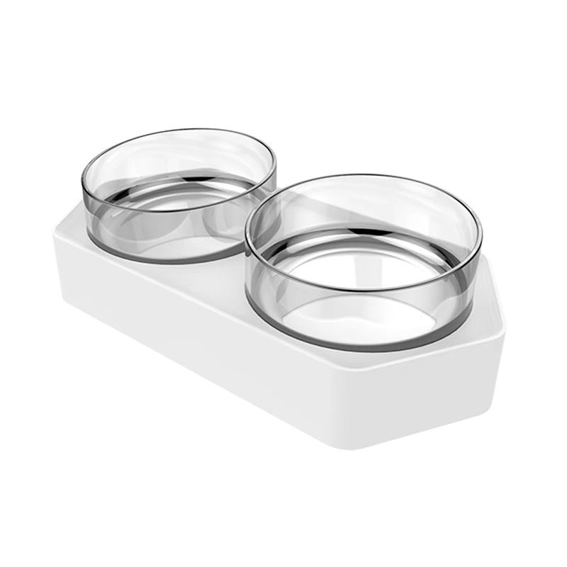 Ceramic Double Pet Bowl with Elevated Stand for Spine Protection