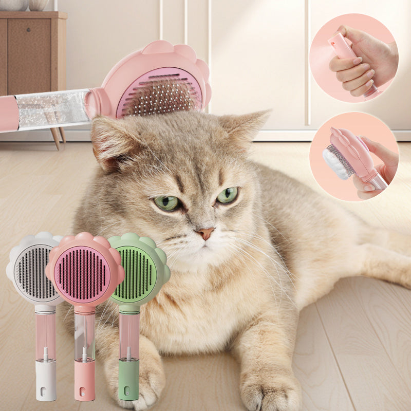 2-in-1 Self-Cleaning Dog Brush and Comb with Spray